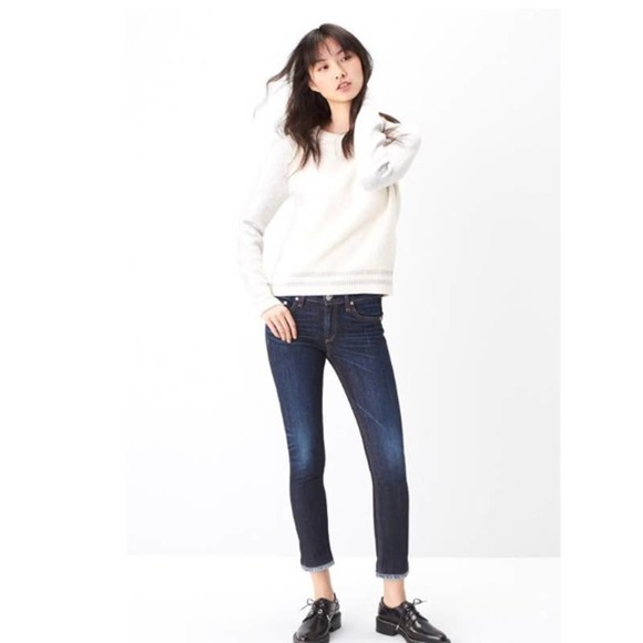 Rag & Bone Crop Denim Jeans in Blue Serrano size 24 - Picture 2 of 10